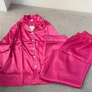 Pink Satin Pajama Set